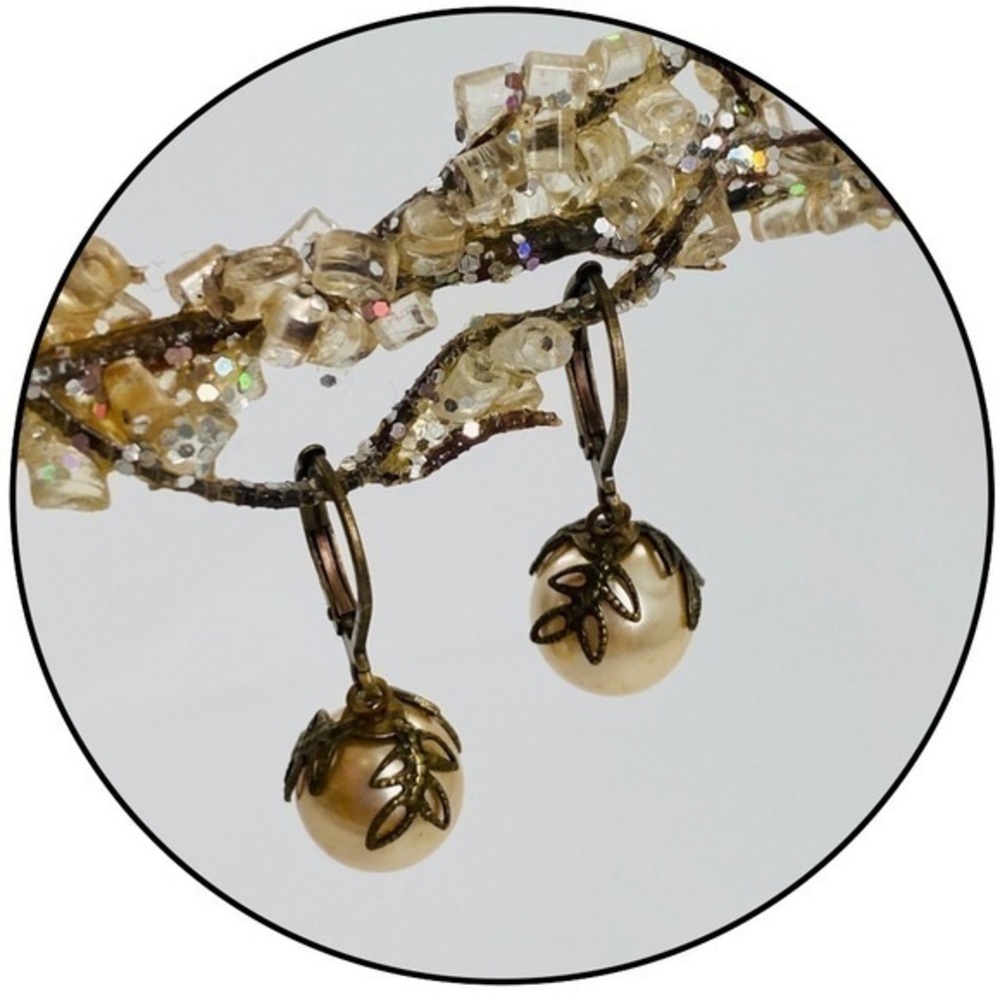 10mm Antique Faux Pearl Drop Earrings
